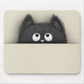 Cute Fluffy Black cat piek uit Muismat