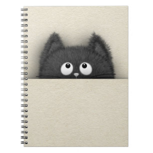Cute Fluffy Black cat piek uit Notitieboek