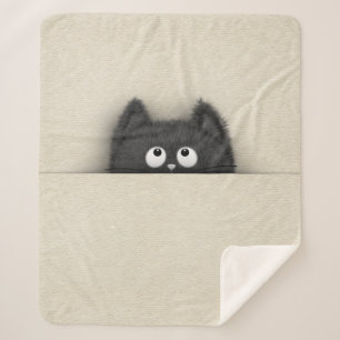Cute Fluffy Black cat piek uit Sherpa Deken