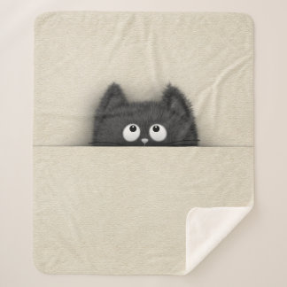 Cute Fluffy Black cat piek uit Sherpa Deken