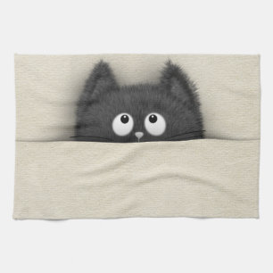Cute Fluffy Black cat piek uit Theedoek