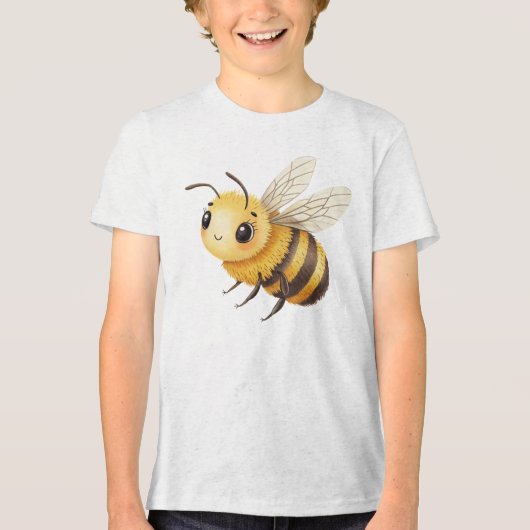 Cute Fluffy Bumblebee Character Illustration Tri-Blend Shirt (Voorkant)