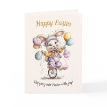 Cute Fluffy Bunny, Funny Happy Easter Card 