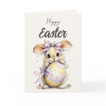 Cute Fluffy Bunny in Spring Pastels Easter Card
