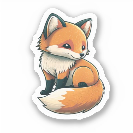 Cute fluffy Fox Sticker (Voorkant)