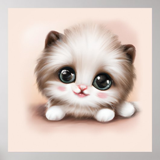 Cute Fluffy Furball Kitten Poster (Voorkant)