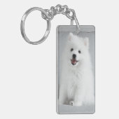 Cute Fluffy Japanse Spitz Puppy Sleutelhanger (Voorkant Links)