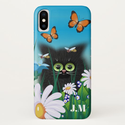 Cute Fluffy Kitten in Daisy Meadow Case-Mate iPhone Case (Achterkant)