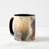 Cute Fluffy Kitten in Wildflowers Coffee Mug Mok (Voorkant links)