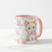 Cute Fluffy Kittens with Pink Roses Mok (Voorkant rechts)