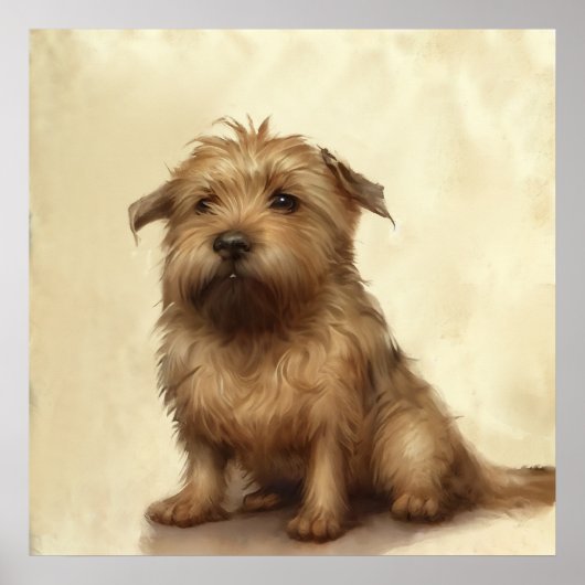 Cute Fluffy Norfolk Terrier Art Poster (Voorkant)
