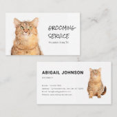 Cute Fluffy Orange Chat Grooming Carte de visite (Devant / Derrière)