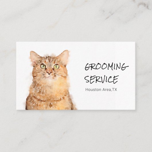 Cute Fluffy Orange Chat Grooming Carte de visite (Devant)