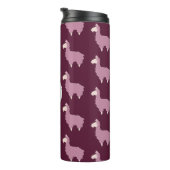 Cute Fluffy Pink Llamas met Initiaal Thermosbeker (Geroteerd rechts)