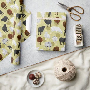 Cute Fluffy Schaap Lammetjes Patroon Boer Cadeaupapier