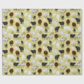 Cute Fluffy Sheep Lambs Pattern Farmer Cadeaupapier (Vlak)