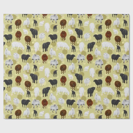 Cute Fluffy Sheep Lambs Pattern Farmer Cadeaupapier (Vlak)