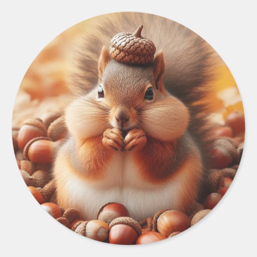 Cute Fluffy Squirrel Ronde Sticker (Voorkant)