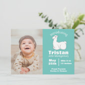 Cute Fluffy White Llama Faire-part de naissance (Debout devant)