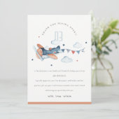 Cute Fly Over Rust Navy Plane Cloud Stars Birthday Bedankkaart (Staand voorkant)