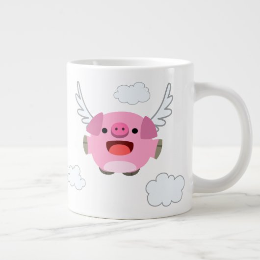Cute Flying Cartoon Pig Jumbo Beker (Rechts)