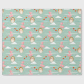 Cute Flying Hedgel Love Pattern Cadeaupapier (Vlak)