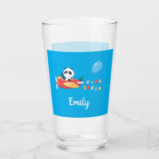 Cute Flying Panda Personalized Glas (Achterkant)