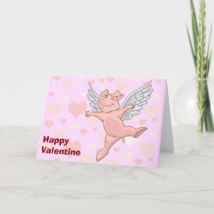 Cute Flying Pig Valentijn Card Feestdagen Kaart