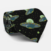 Cute Flying Saucer UFO alien Patroon Sierkussen Stropdas (Opgerold)