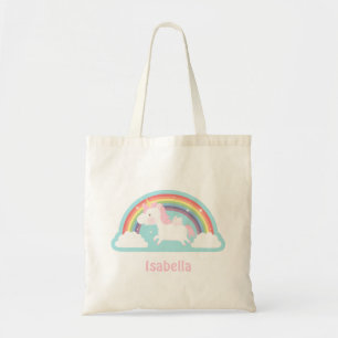Cute Flying Unicorn and Rainbow Girls Canvas tas