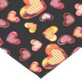 Cute Folie Textured Heart Play Pattern Black Korte Tafelloper (Hoek)