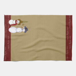 Cute Folk Art Cowboy Snowman Kerstmis Theedoek