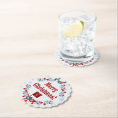 Cute Folk Art Merry Kerstmis Wreath Kartonnen Onderzetters (Insitu)