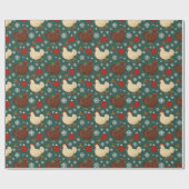 Cute Folk Art Rustic Christmas Cadeaupapier (Vlak)