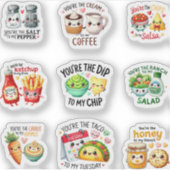 Cute Food Pairings Pastel Kawaii Set Sticker (Voorkant)