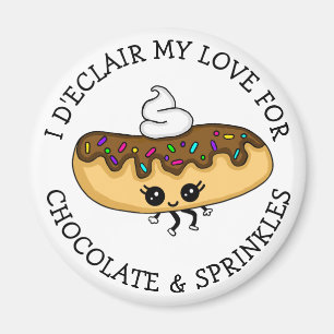 Cute Food Pun, Chocolate Éclair met Sprinkles Magneet