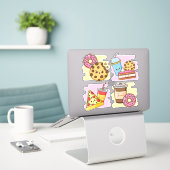 Cute Food Sticker (Laptop op bureau)