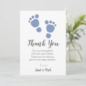 Cute Foot Print Baby shower Hartelijk dank Aankondiging (Staand voorkant)