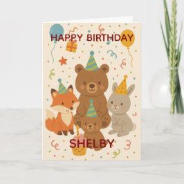 Cute Forest Animals Custom Birthday Kaart