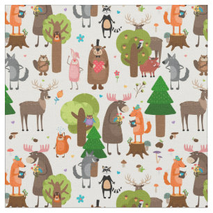 Cute Forest Animals Fabric Stof