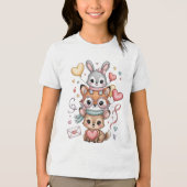Cute forest animals for Valentine's Day Tri-Blend Shirt (Voorkant)