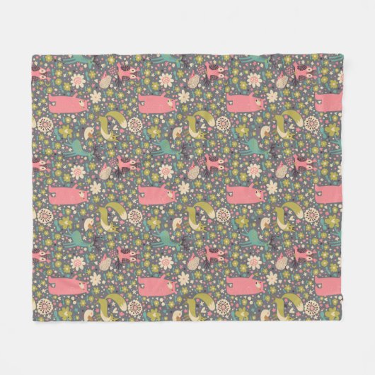 Cute Forest Animals Pattern Fleece Deken (Voorkant (Horizontaal))