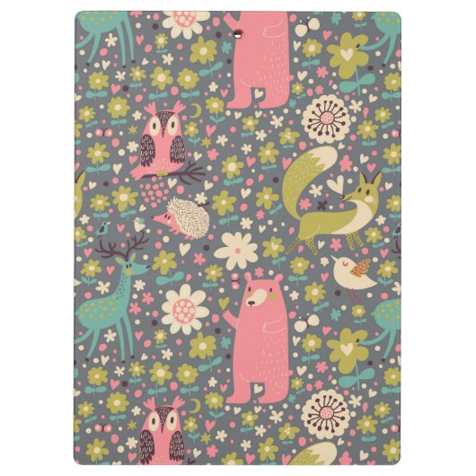 Cute Forest Animals Pattern Klembord (Achterkant)