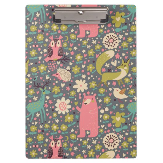Cute Forest Animals Pattern Klembord (Voorkant)