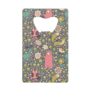 Cute Forest Animals Pattern Kredietkaart Flessenopener