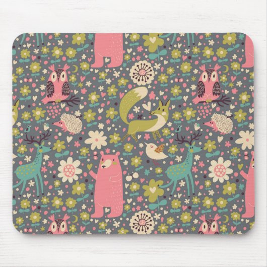Cute Forest Animals Pattern Muismat (Voorkant)