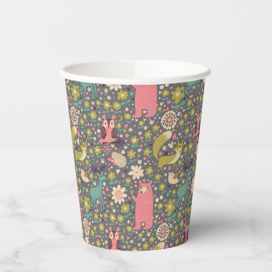 Cute Forest Animals Pattern Papieren Bekers (Links)