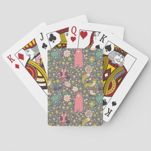 Cute Forest Animals Pattern Pokerkaarten (Achterkant)