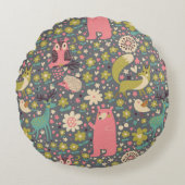 Cute Forest Animals Pattern Rond Kussen (Voorkant)