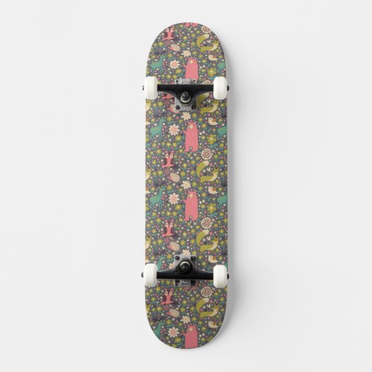 Cute Forest Animals Pattern Skateboard (Voorkant)